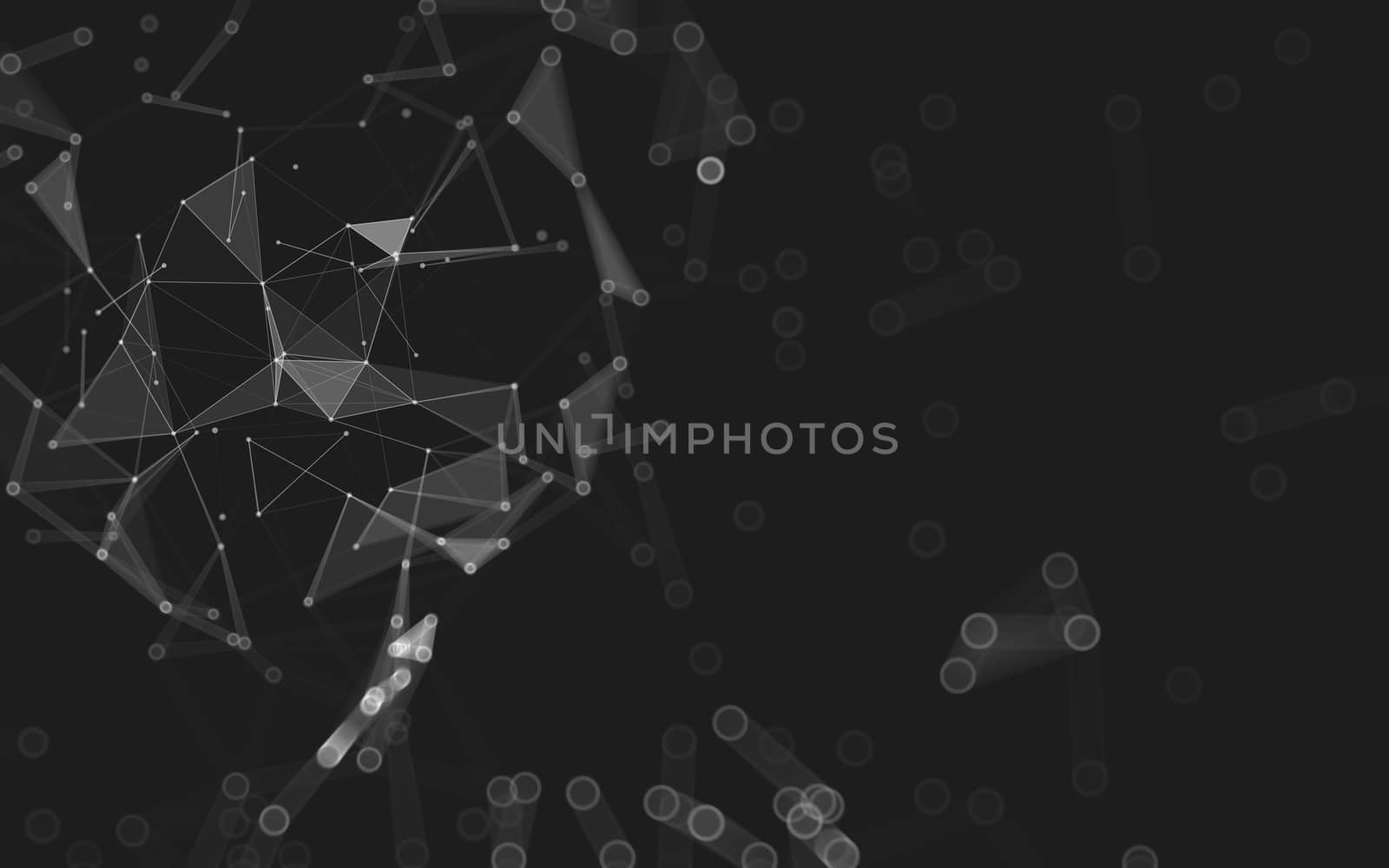 Abstract polygonal space low poly dark background with connecting dots and lines. Connection structure. 3d rendering