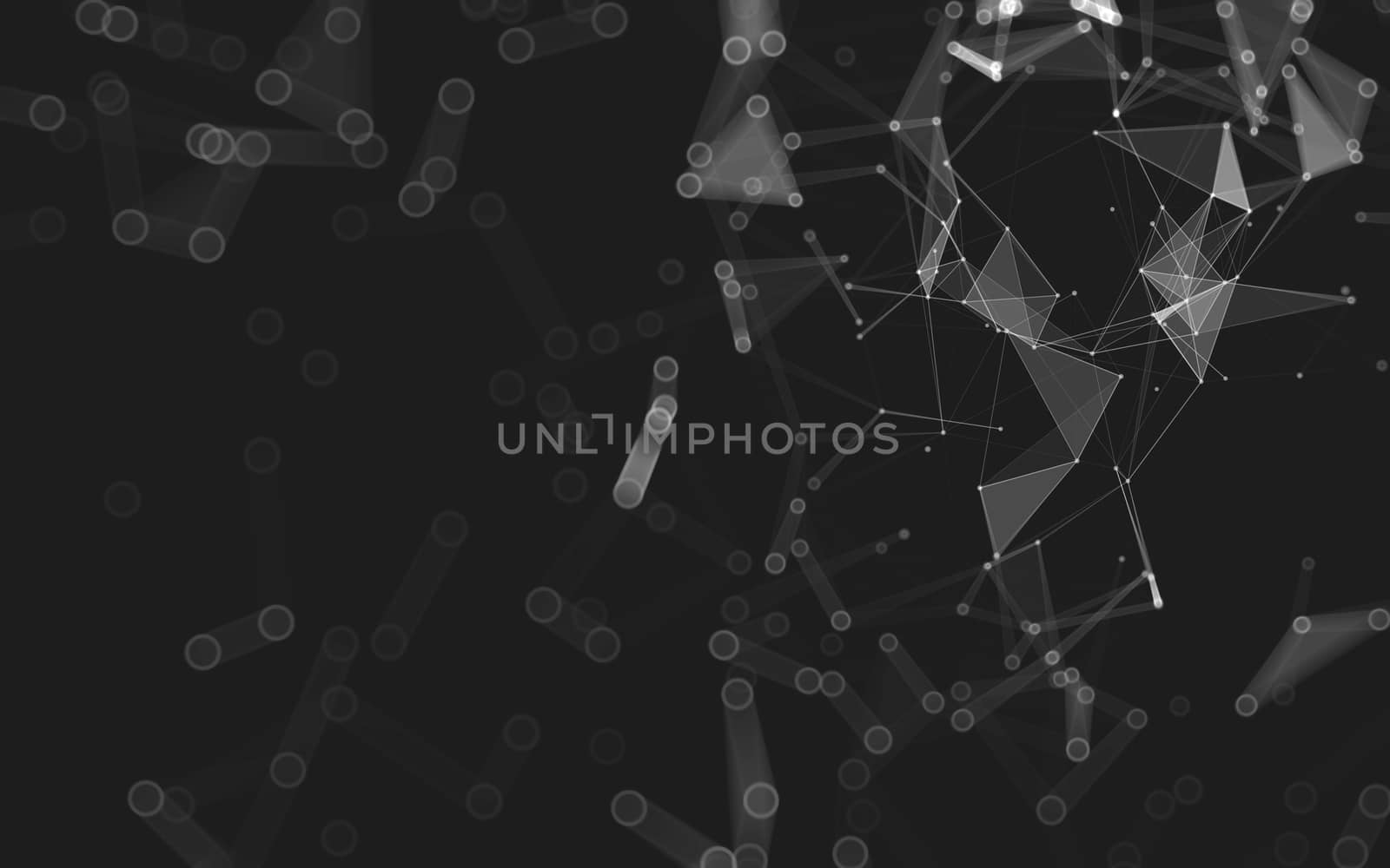 Abstract polygonal space low poly dark background with connecting dots and lines. Connection structure. 3d rendering