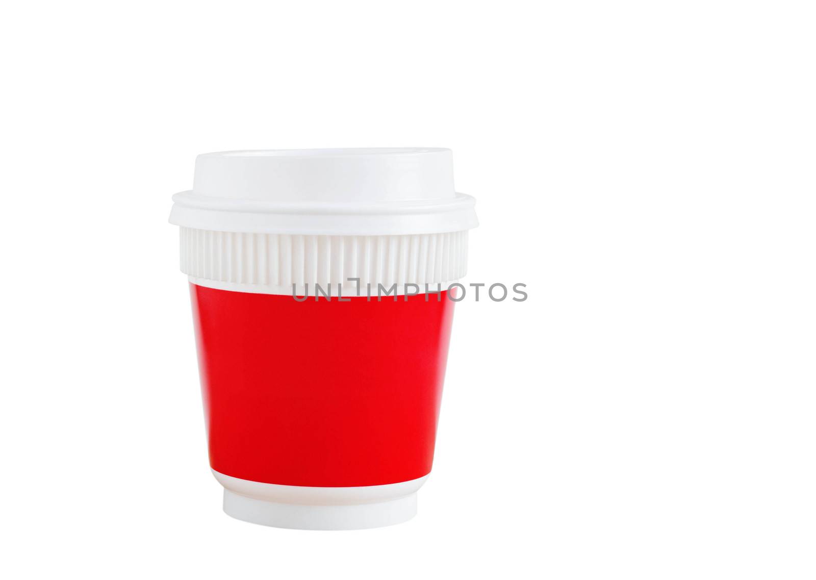 Plastic coffee cup on a white background.