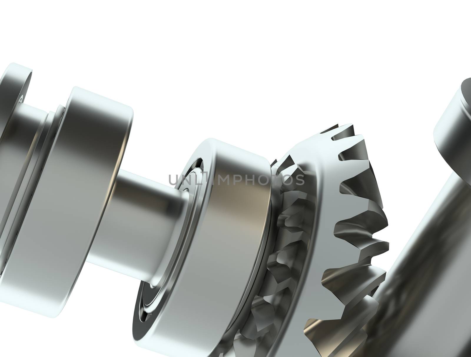 Cog gears mechanism concept. 3d illustration. Isolated on white