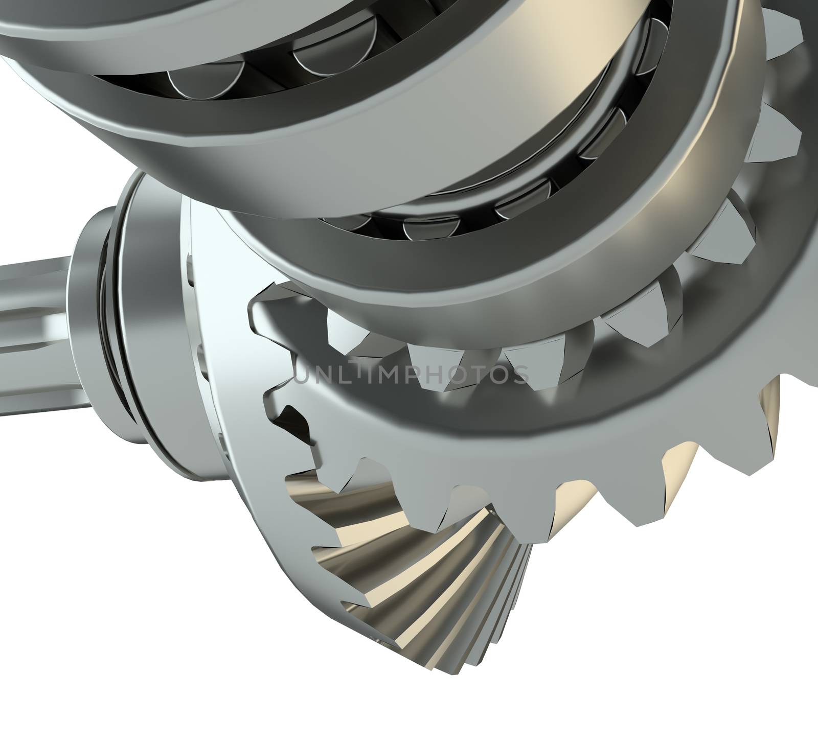 Cog gears mechanism concept. 3d illustration. Isolated on white