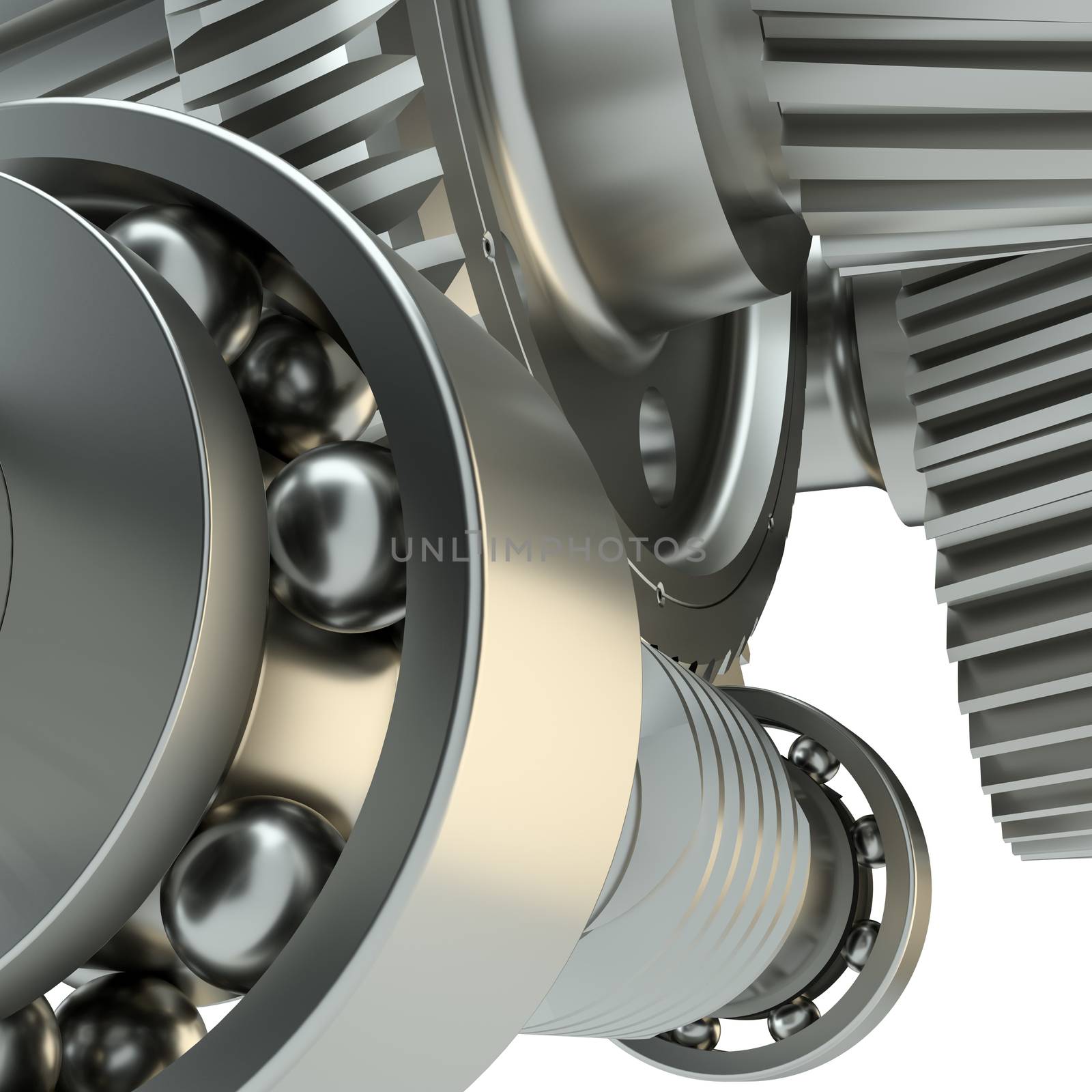 3d rendered illustration of closeup gear wheels