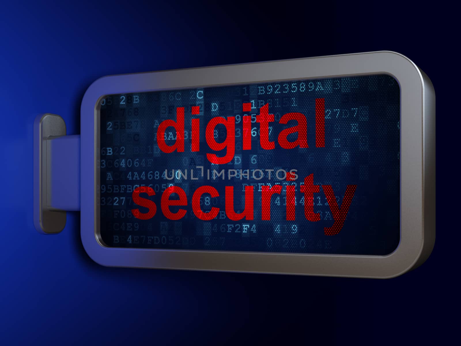 Protection concept: Digital Security on advertising billboard background, 3D rendering