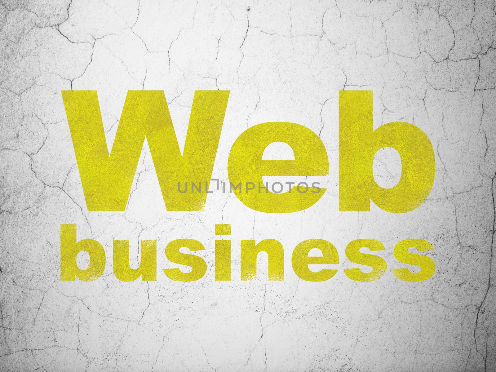 Web design concept: Yellow Web Business on textured concrete wall background