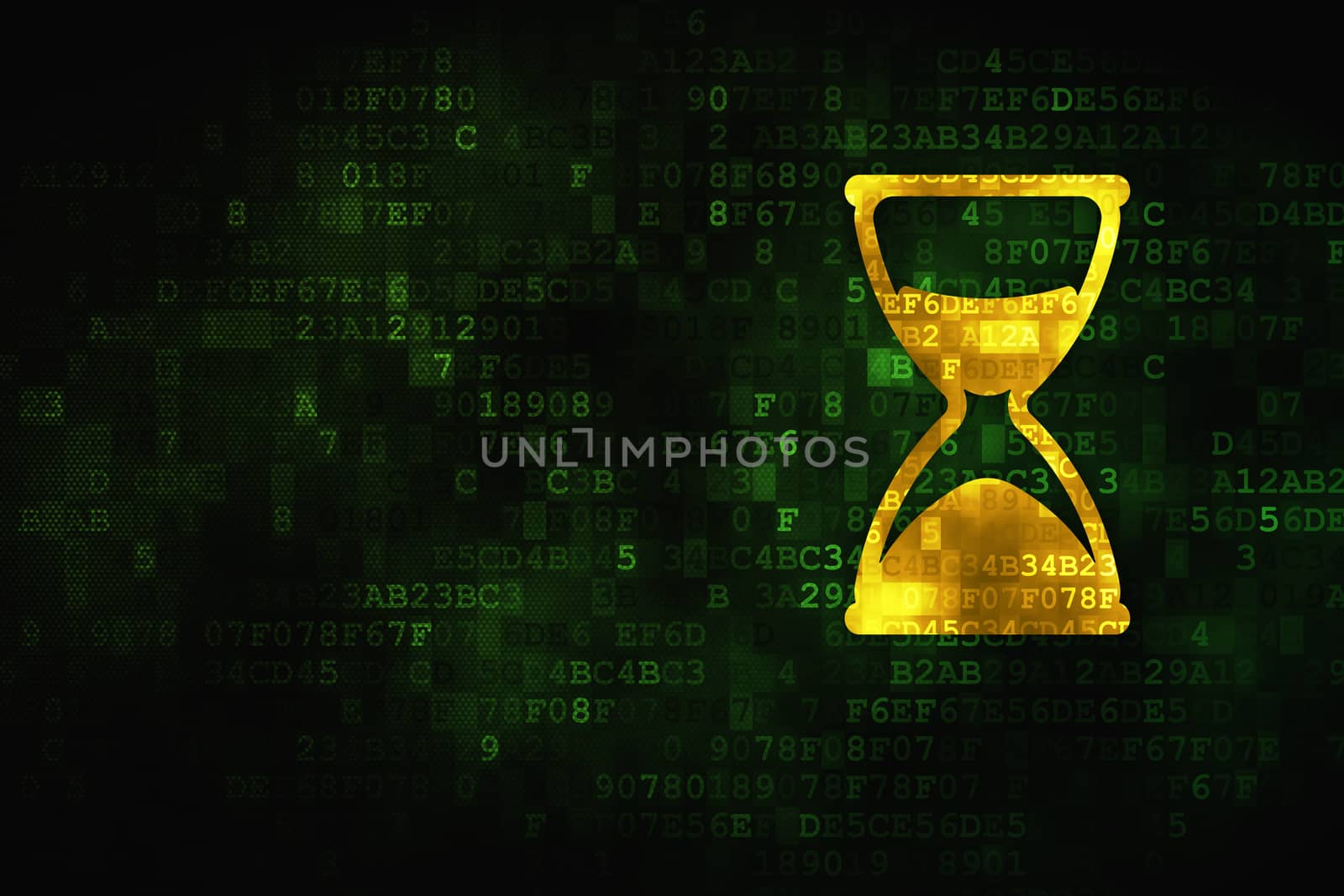 Time concept: Hourglass on digital background by maxkabakov