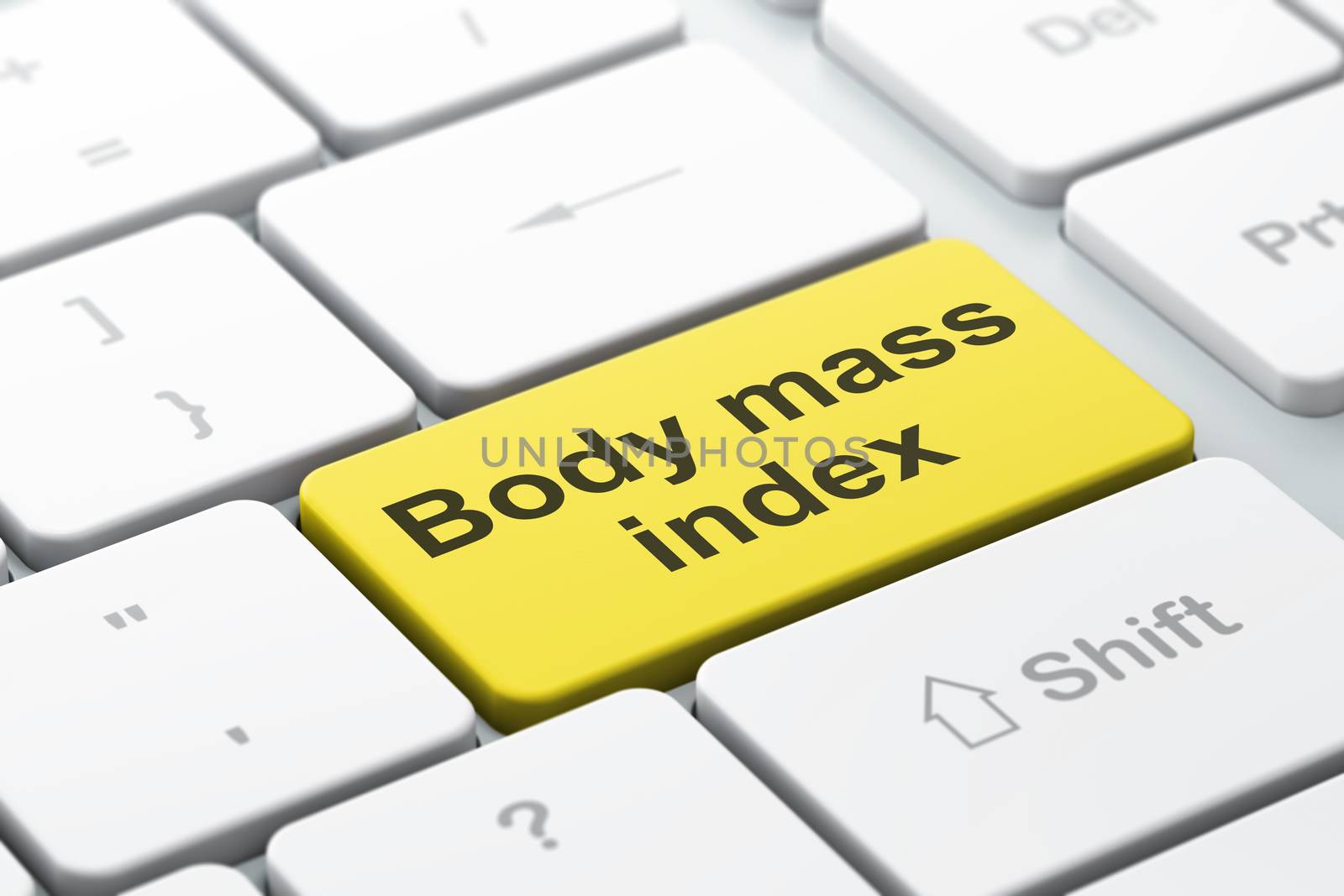 Medicine concept: Body Mass Index on computer keyboard background by maxkabakov