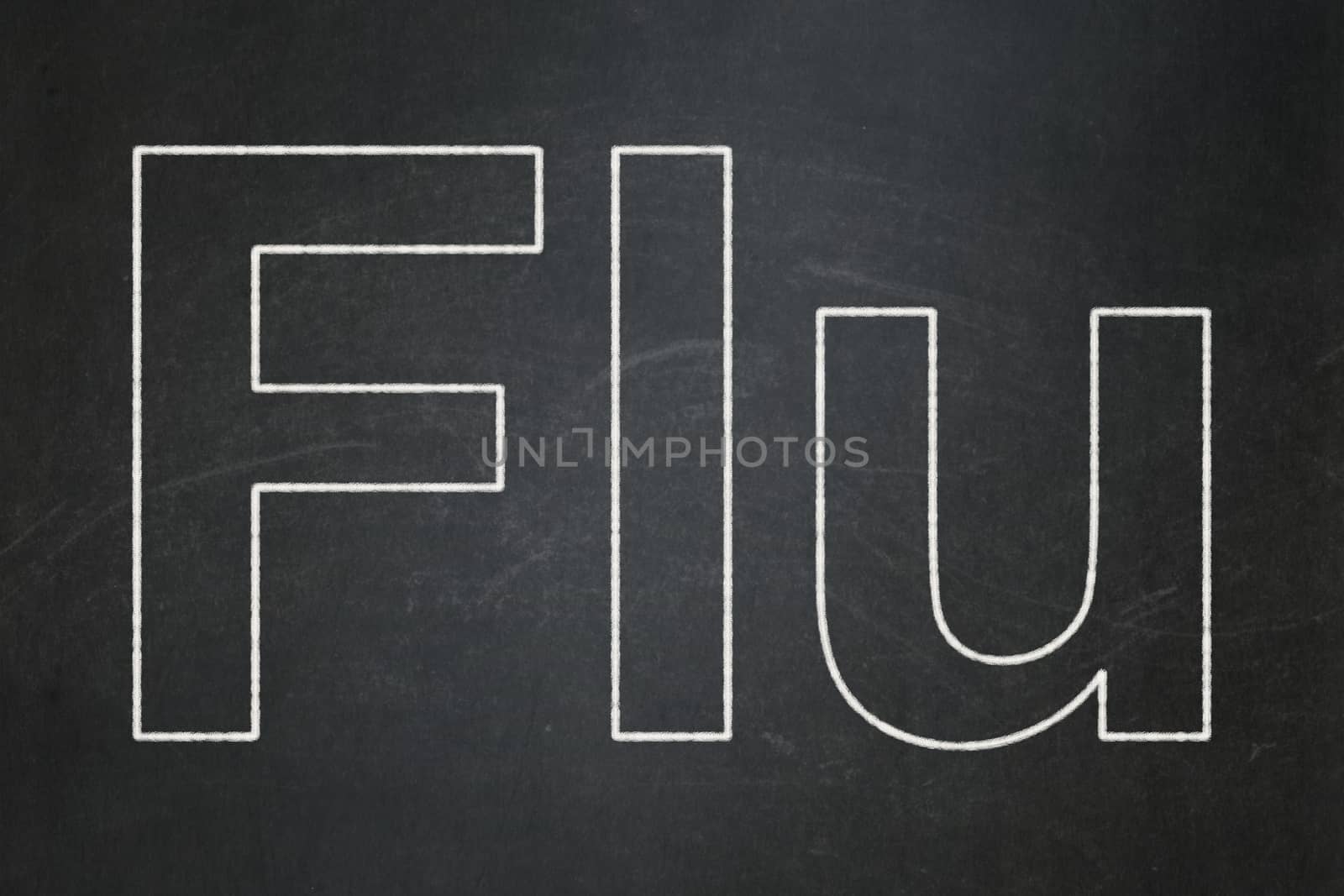 Health concept: Flu on chalkboard background by maxkabakov