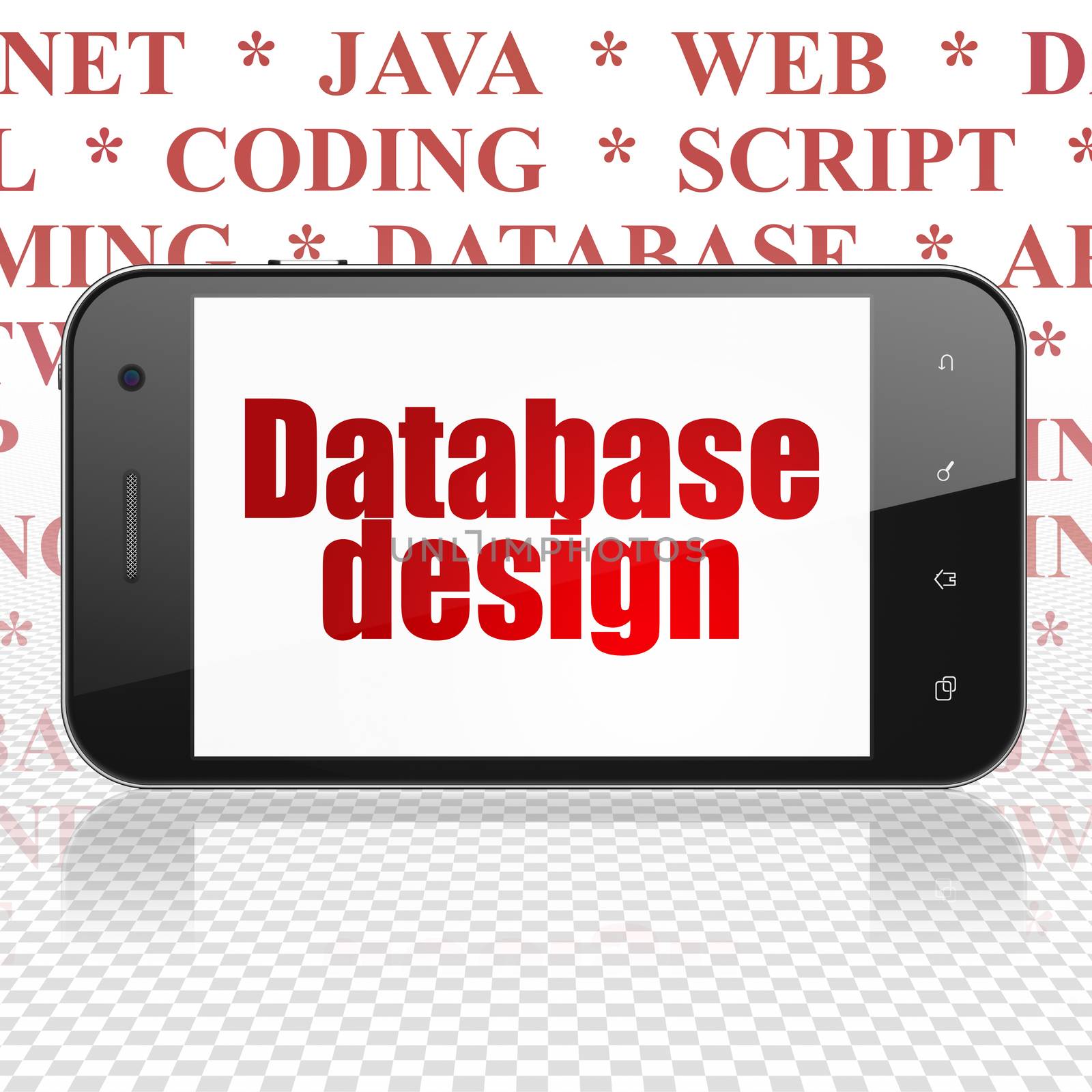 Programming concept: Smartphone with Database Design on display by maxkabakov