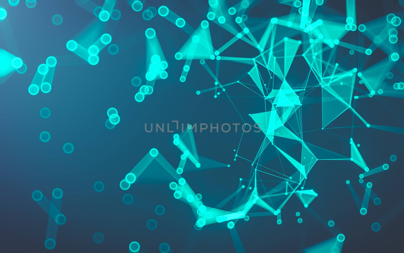 Abstract polygonal space low poly dark background with connecting dots and lines. Connection structure. 3d rendering