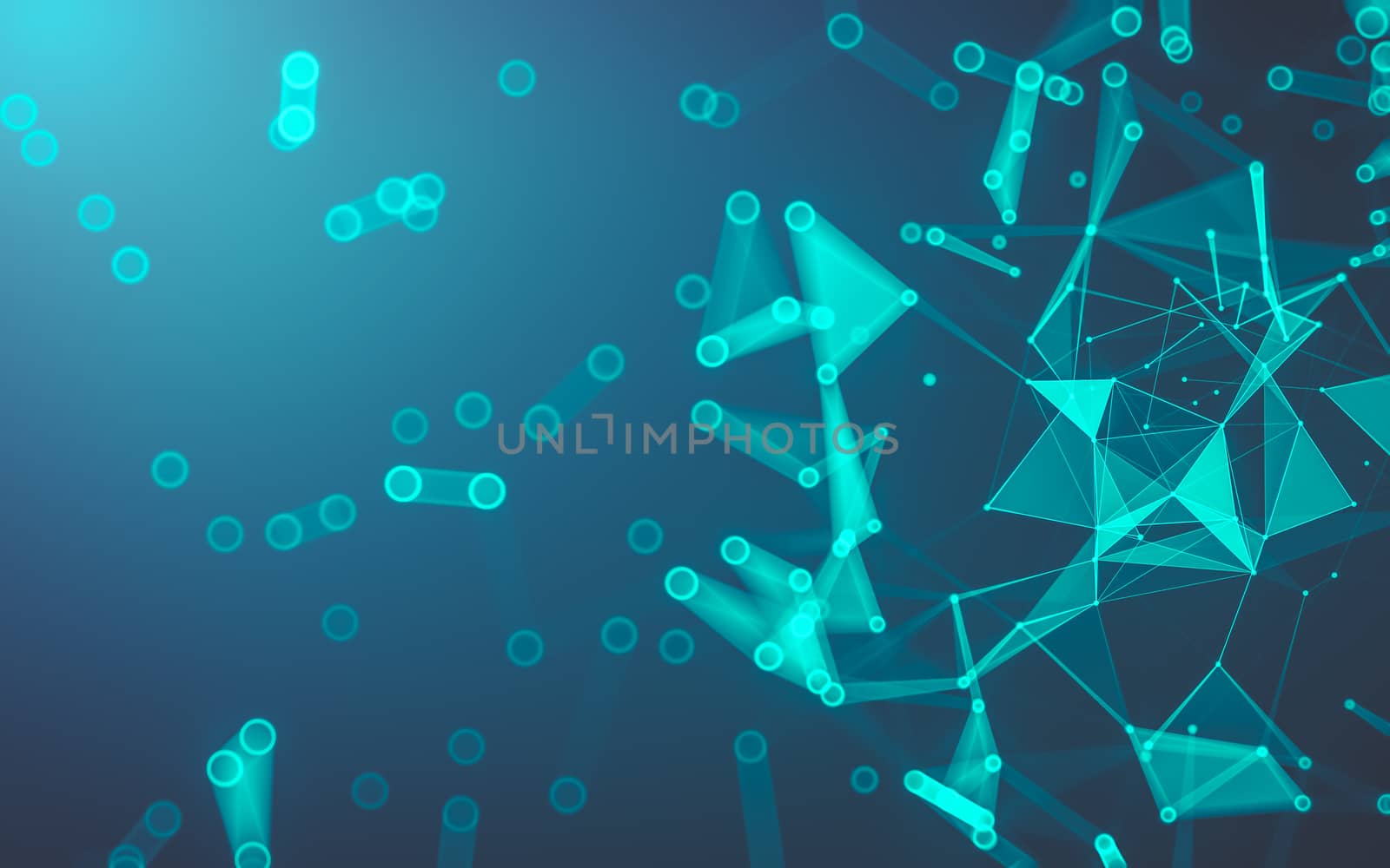 Abstract polygonal space low poly dark background with connecting dots and lines. Connection structure. 3d rendering