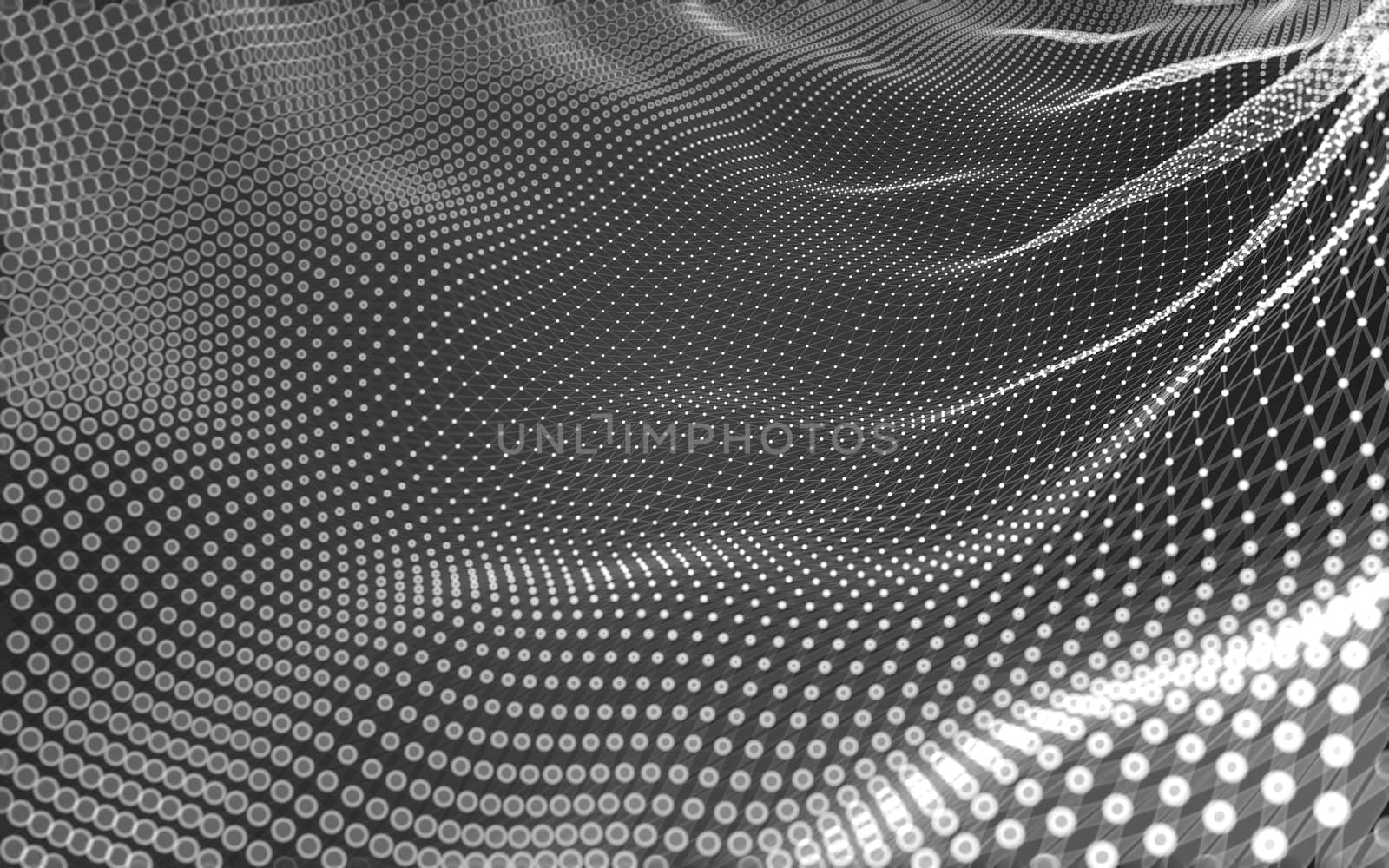 Abstract polygonal space low poly dark background with connecting dots and lines. Connection structure. 3d rendering