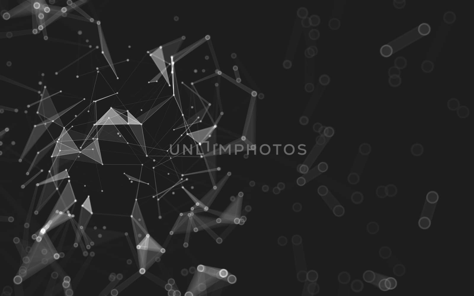 Abstract polygonal space low poly dark background with connecting dots and lines. Connection structure. 3d rendering