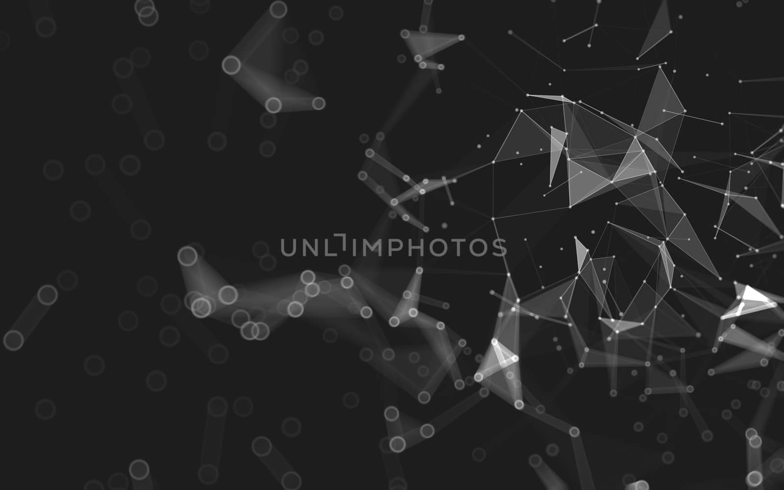 Abstract polygonal space low poly dark background with connecting dots and lines. Connection structure. 3d rendering