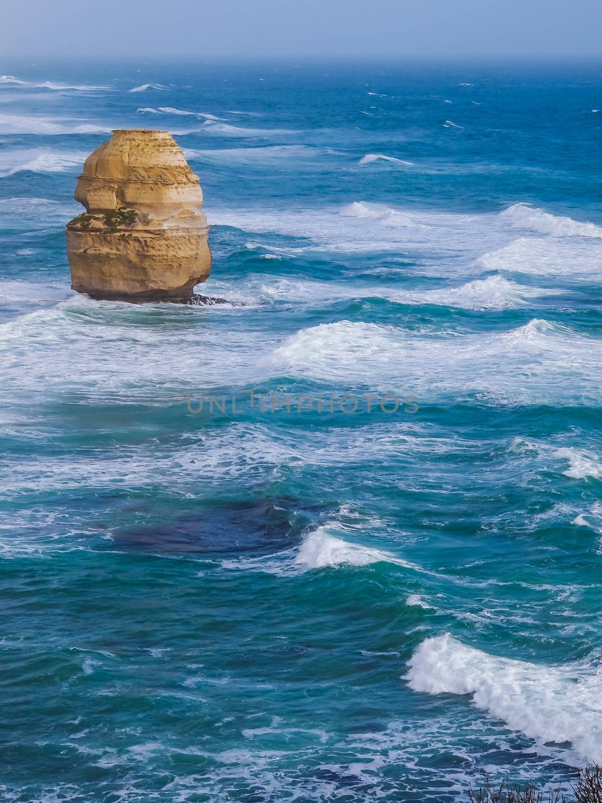 Rock islands along Australian coastline. Tourist attraction and travel destination along Australian coastline, Victoria, Australia