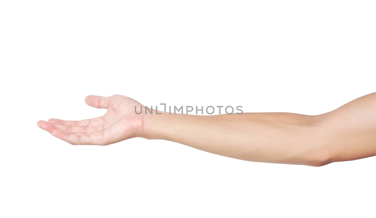 Man hands holding something on white background, clipping path by pt.pongsak@gmail.com