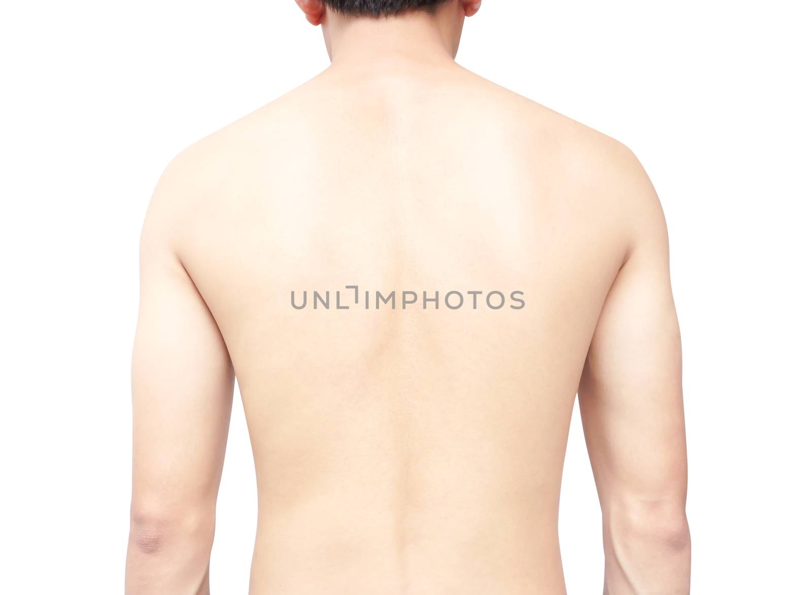 Closeup back of man on white background beauty healthy skin care by pt.pongsak@gmail.com