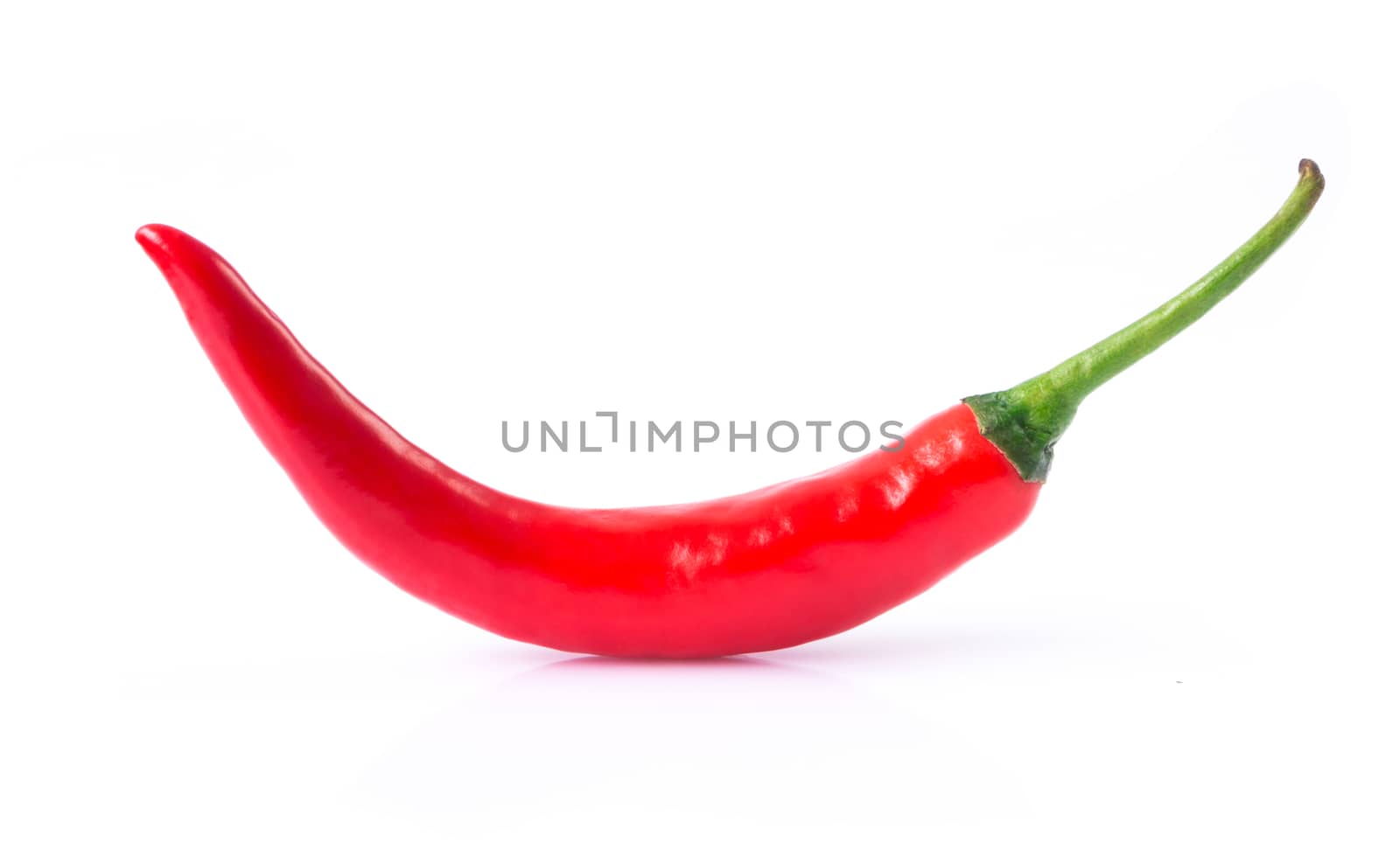 Red hot chilli pepper on white background, raw material for make cooking