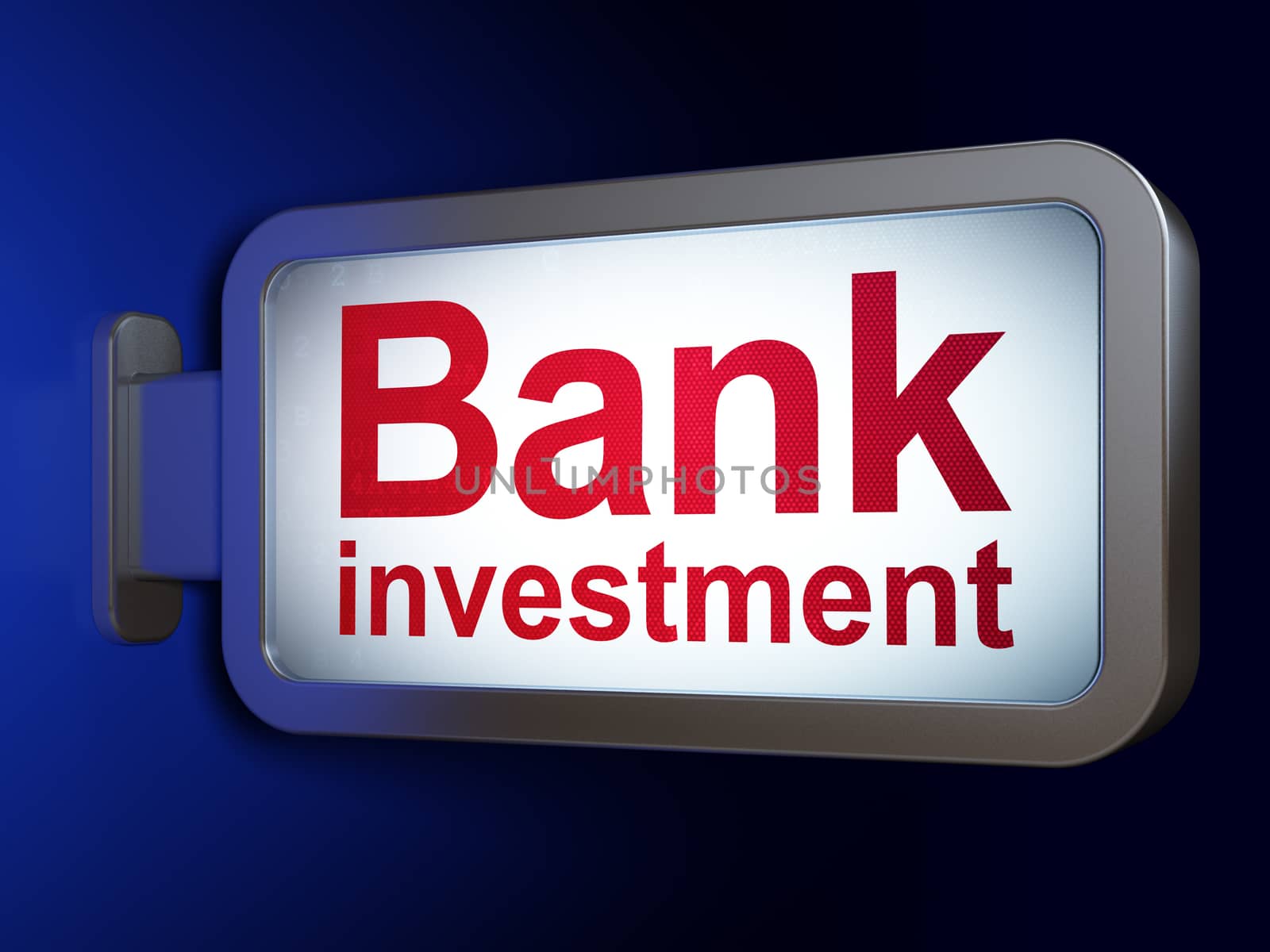Money concept: Bank Investment on advertising billboard background, 3D rendering
