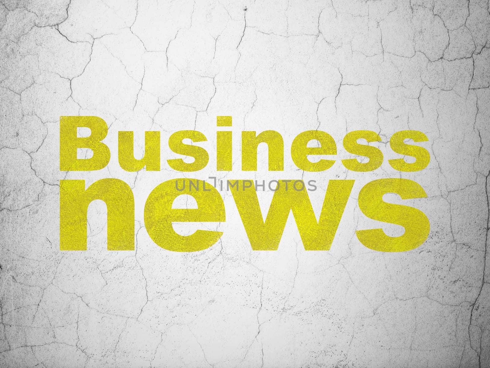 News concept: Yellow Business News on textured concrete wall background