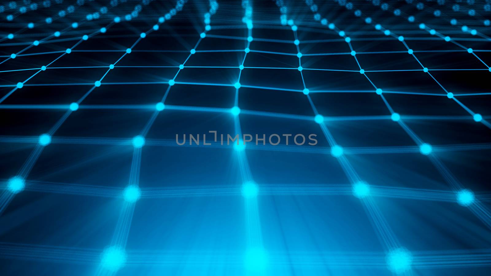 Abstract connection dots. Technology background. Digital drawing blue theme. Network concept 3d rendered