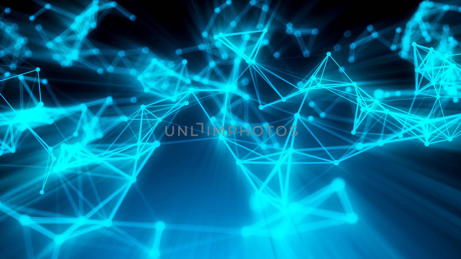 Abstract connection dots. Technology background. Digital drawing blue theme. Network concept 3d rendered