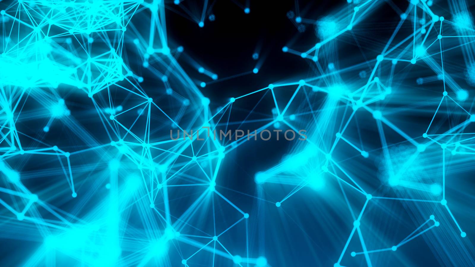 Abstract connection dots. Technology background. Digital drawing blue theme. Network concept 3d rendered