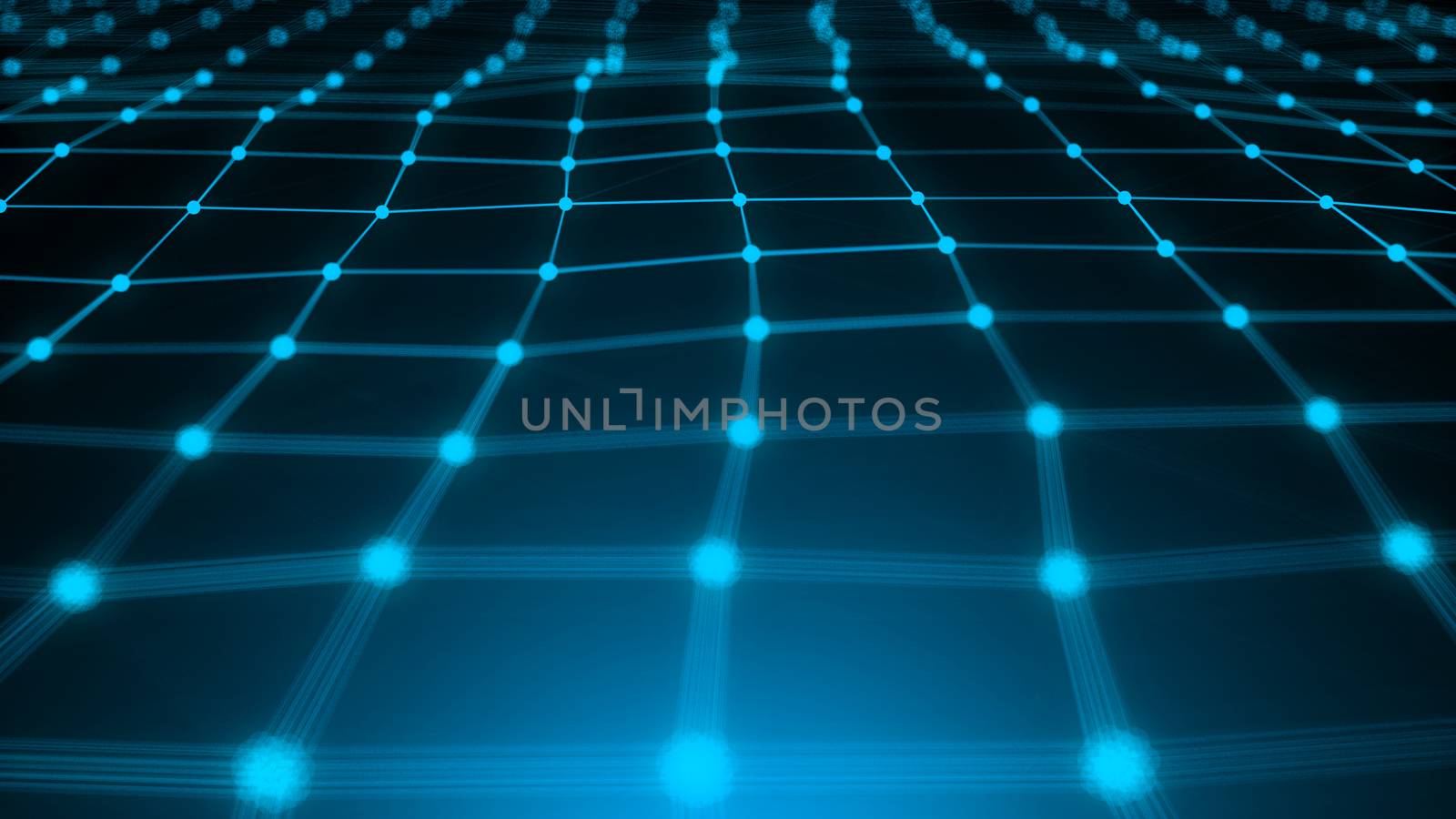 Abstract connection dots. Technology background. Digital drawing blue theme. Network concept 3d rendered