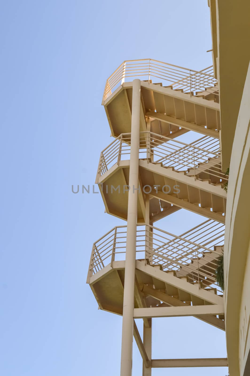 Exterior staircases in a hotel on the island of Crete