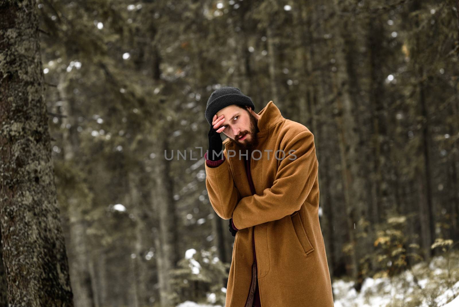 man in the winter forest by Andreua