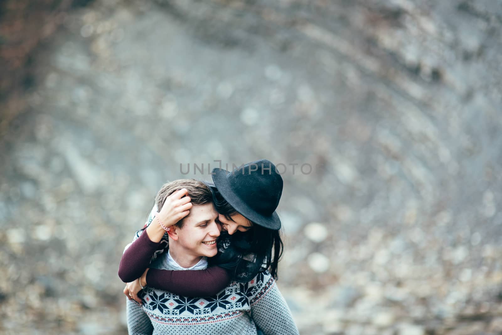 guy and girl along a mountain river by Andreua