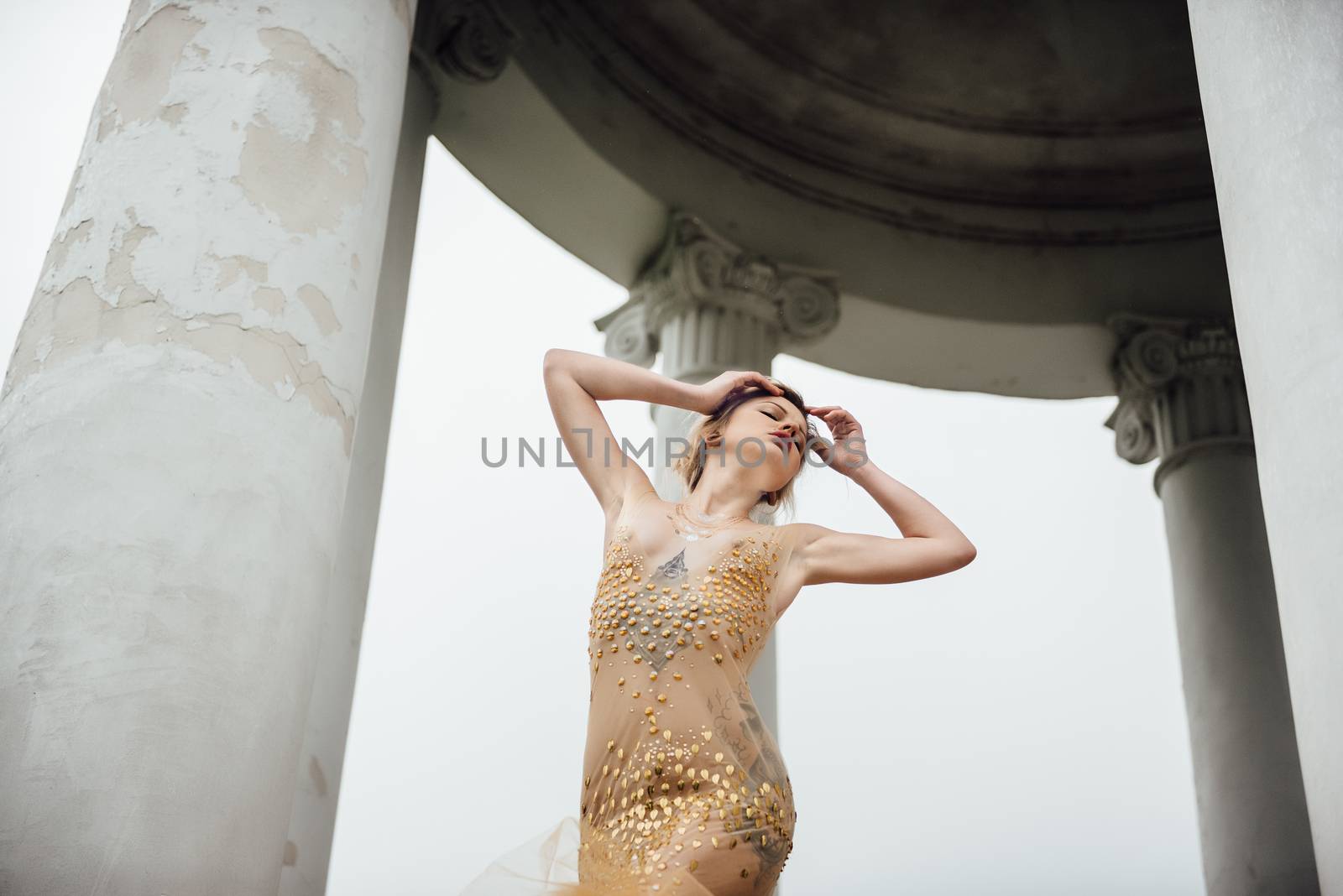 model girl in dress gold angel by Andreua