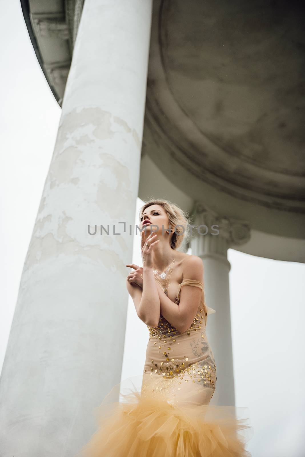 model girl in dress gold angel by Andreua
