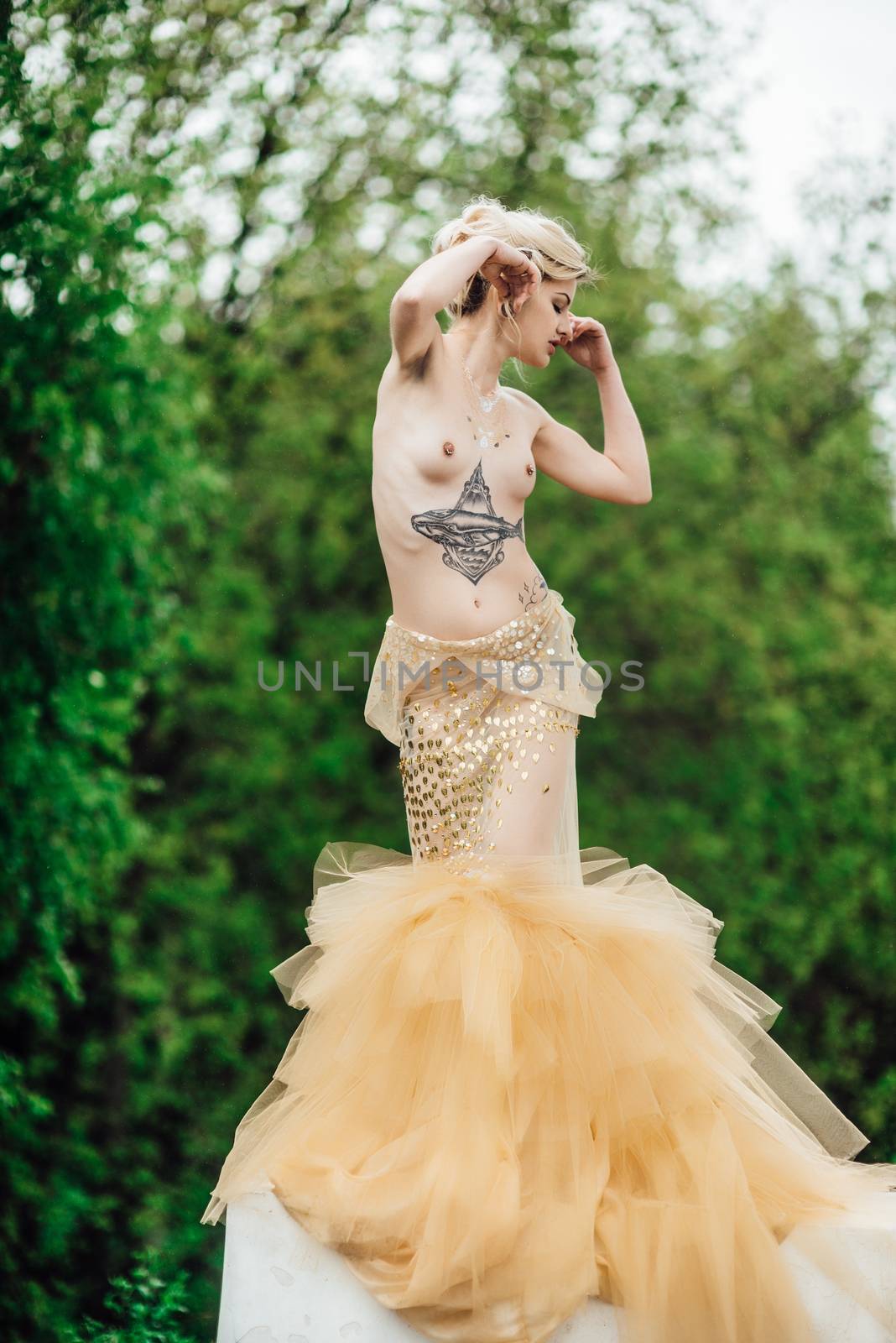 model girl in dress gold angel by Andreua