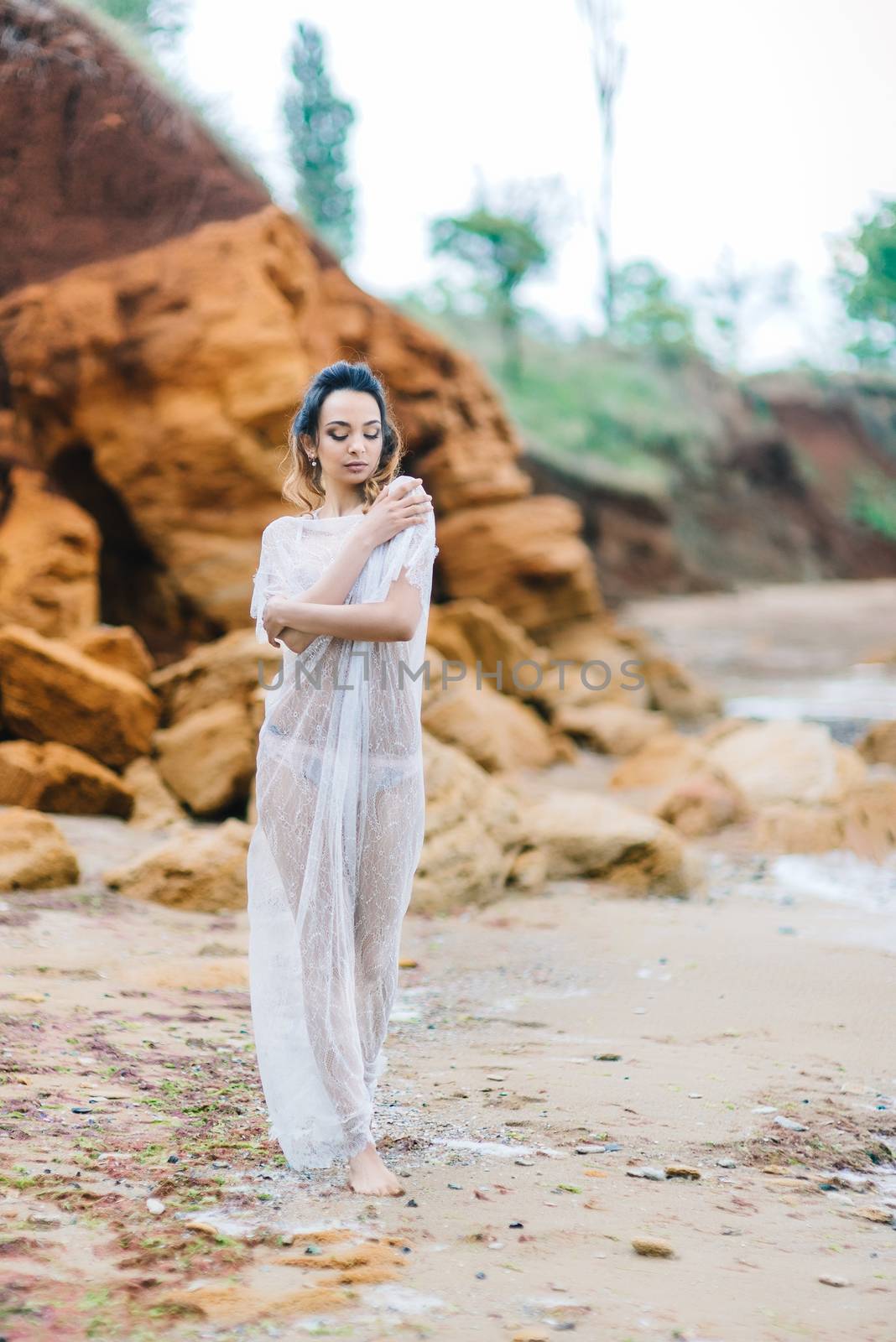 bride in her underwear and a dressing gown by Andreua