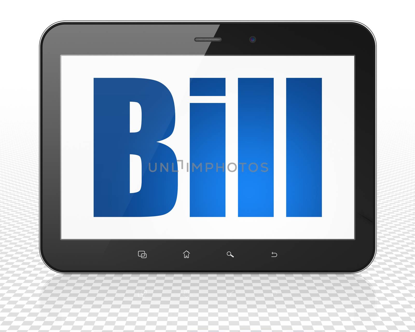 Currency concept: Tablet Pc Computer with Bill on display by maxkabakov
