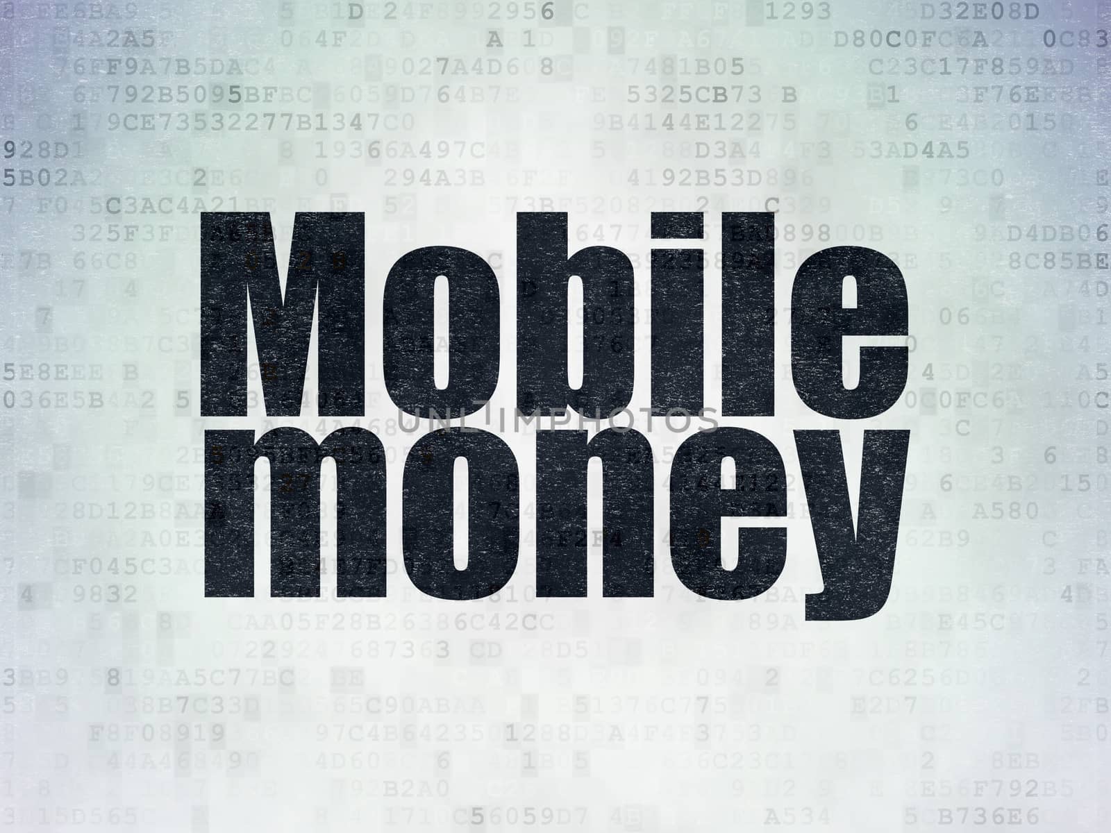 Money concept: Painted black word Mobile Money on Digital Data Paper background