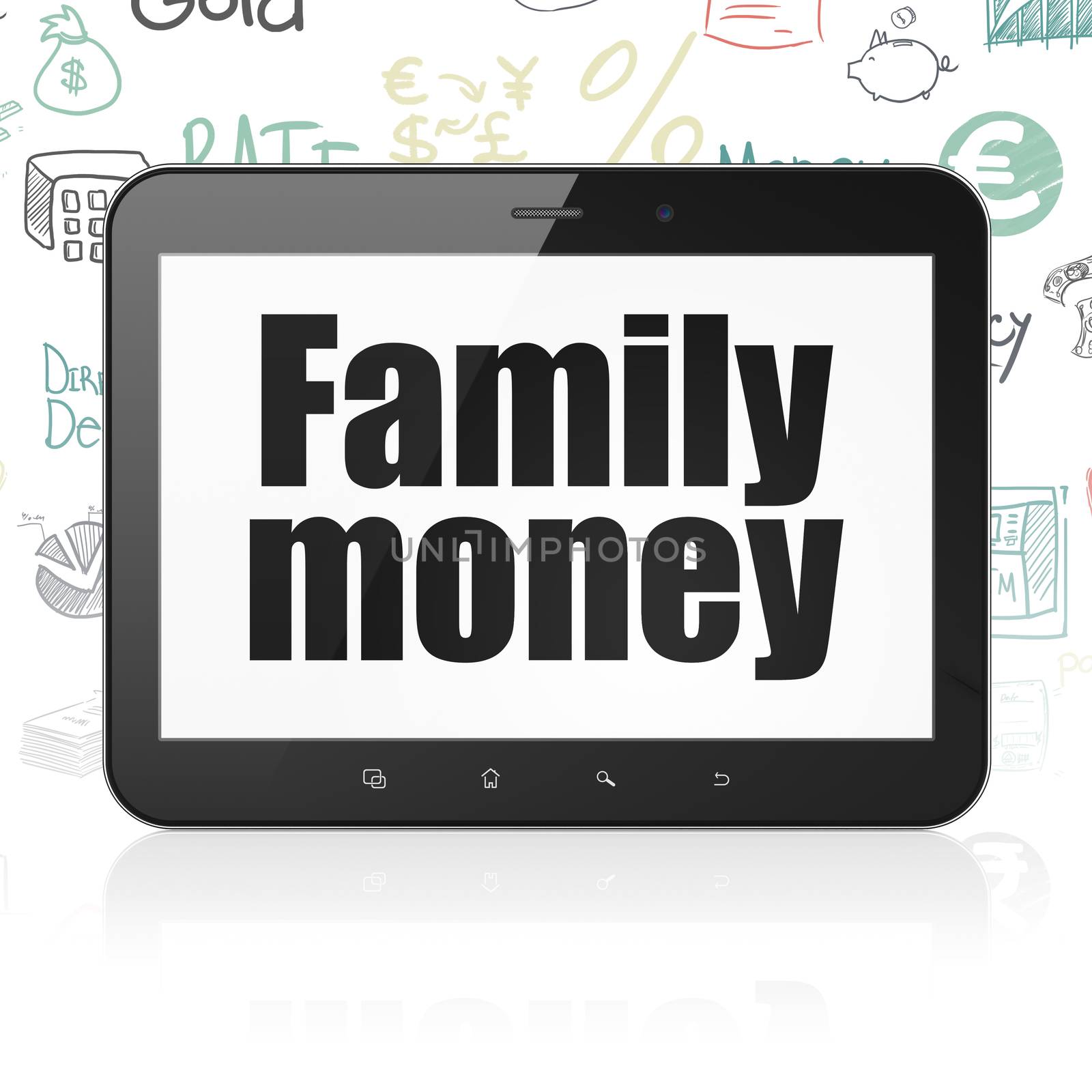 Currency concept: Tablet Computer with Family Money on display by maxkabakov