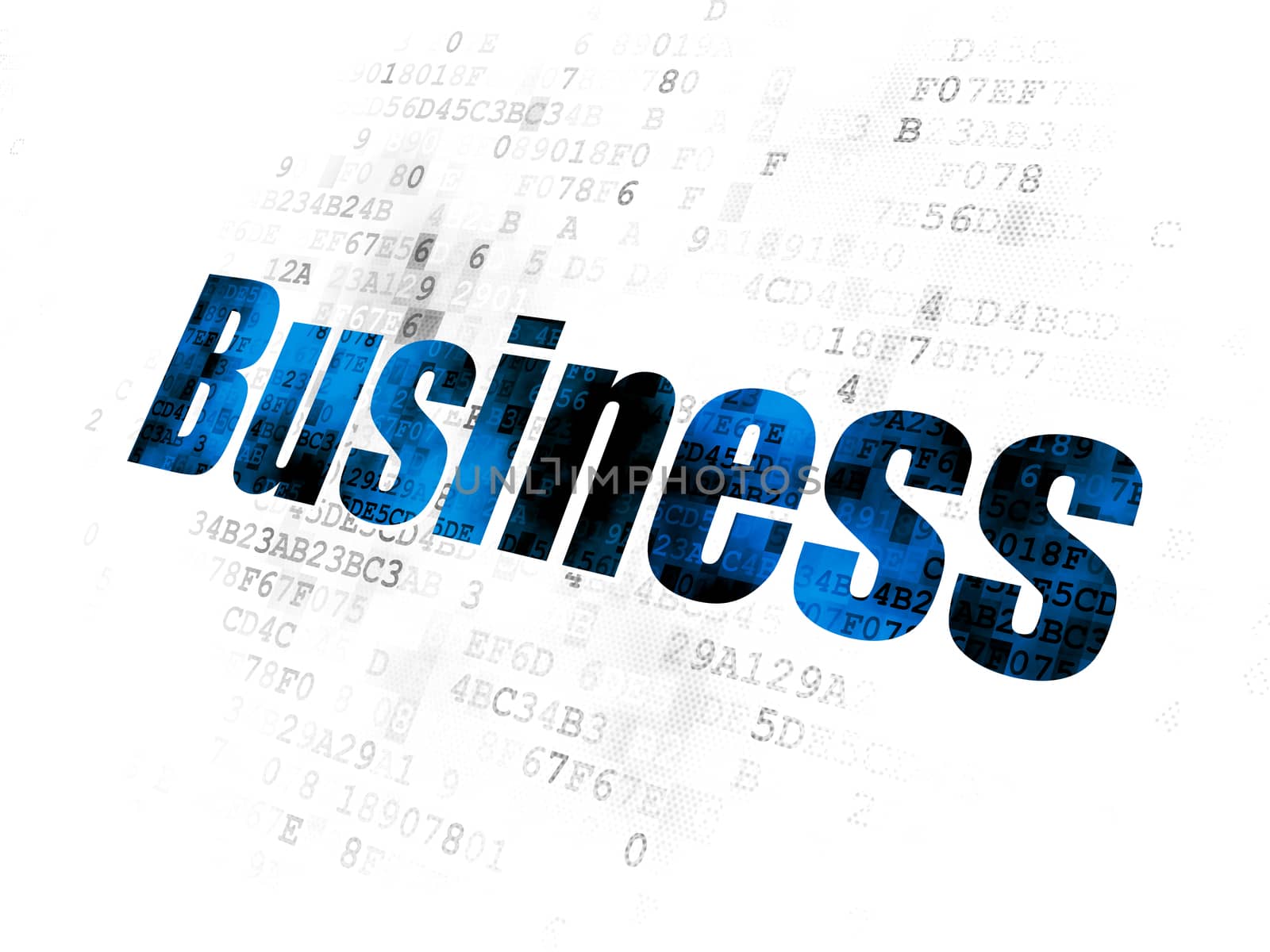 Business concept: Pixelated blue text Business on Digital background