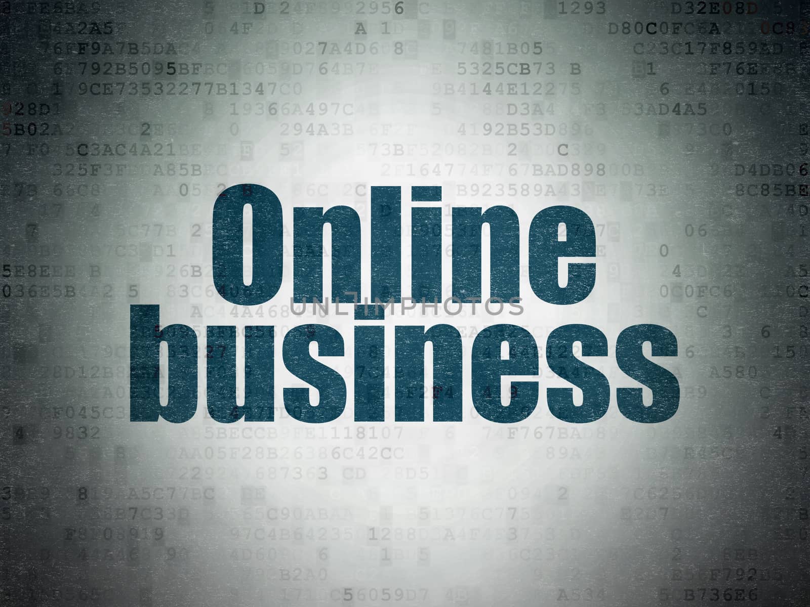 Finance concept: Painted blue word Online Business on Digital Data Paper background