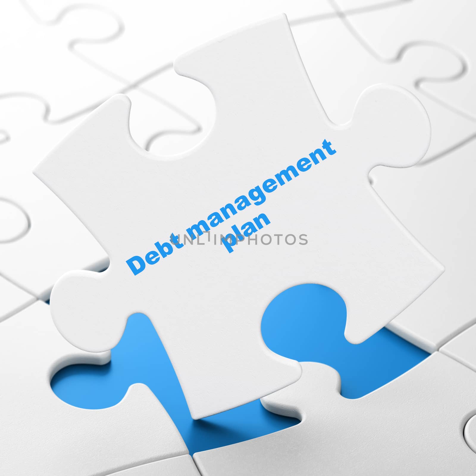 Business concept: Debt Management Plan on puzzle background by maxkabakov