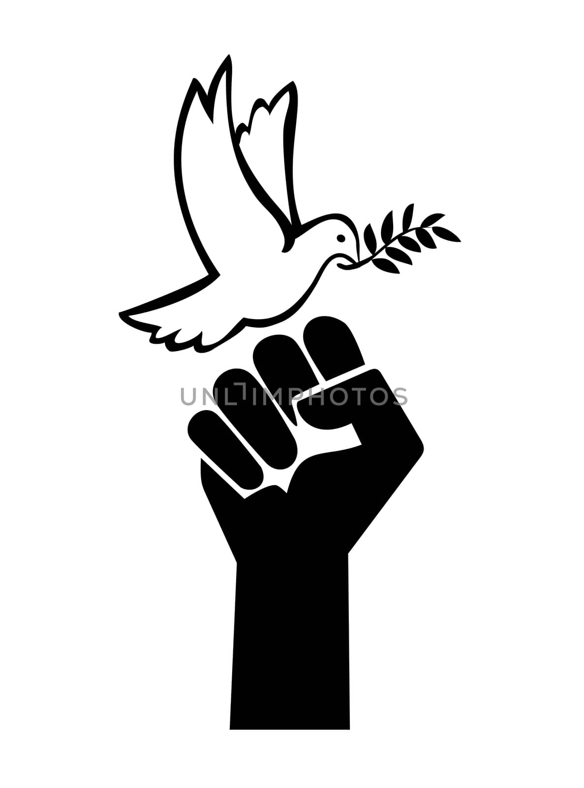 Concept sign for peace negotiations, the choice between peaceful or violent solution in business or family