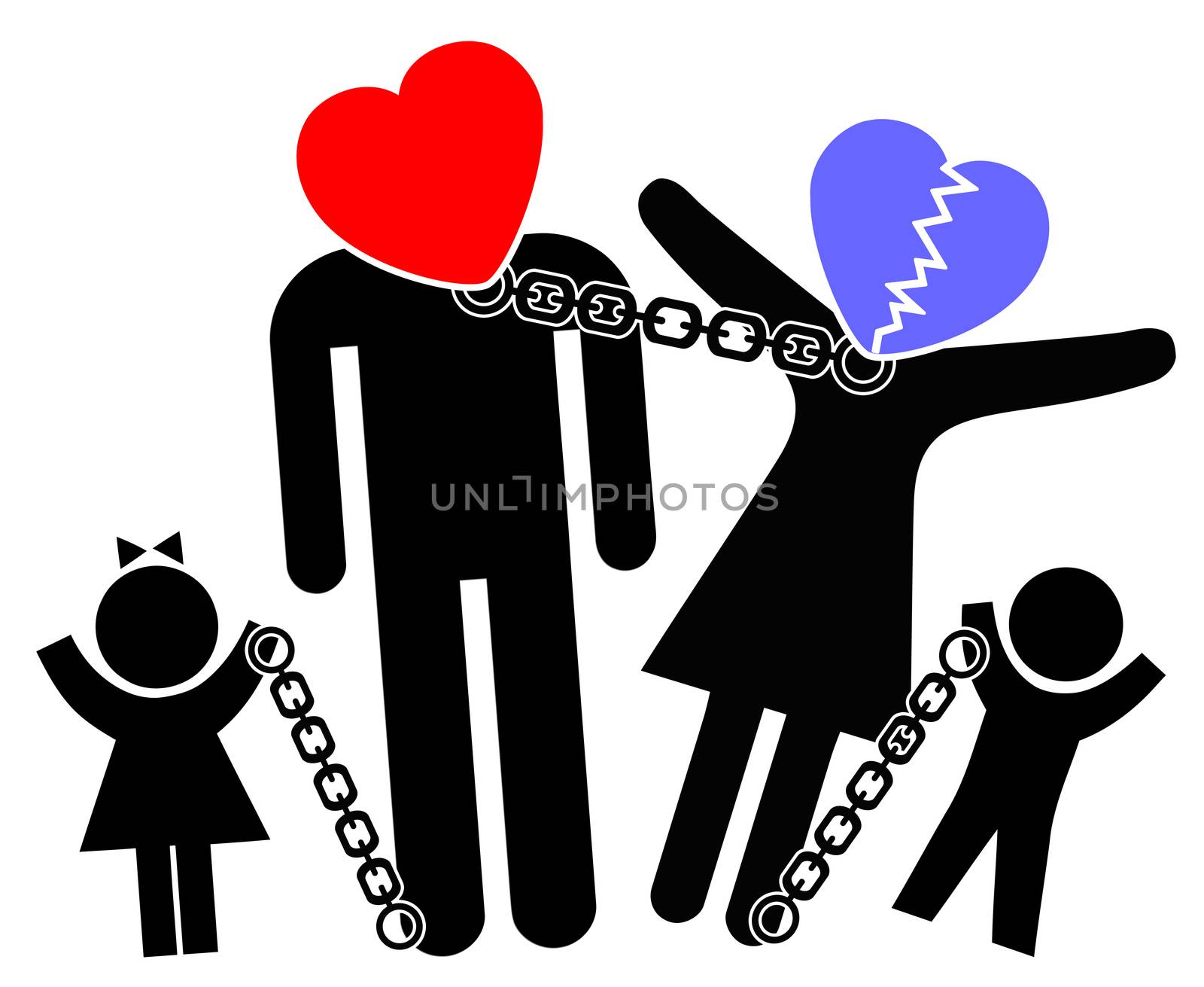 Concept sign of parents on the verge of divorce or separation affecting children