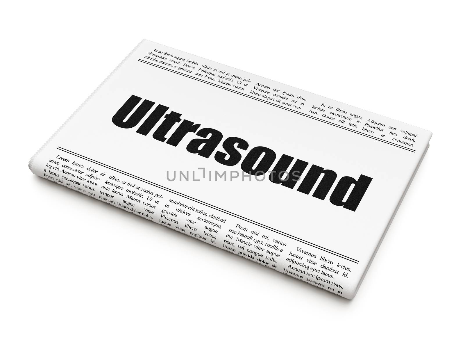 Medicine concept: newspaper headline Ultrasound on White background, 3D rendering