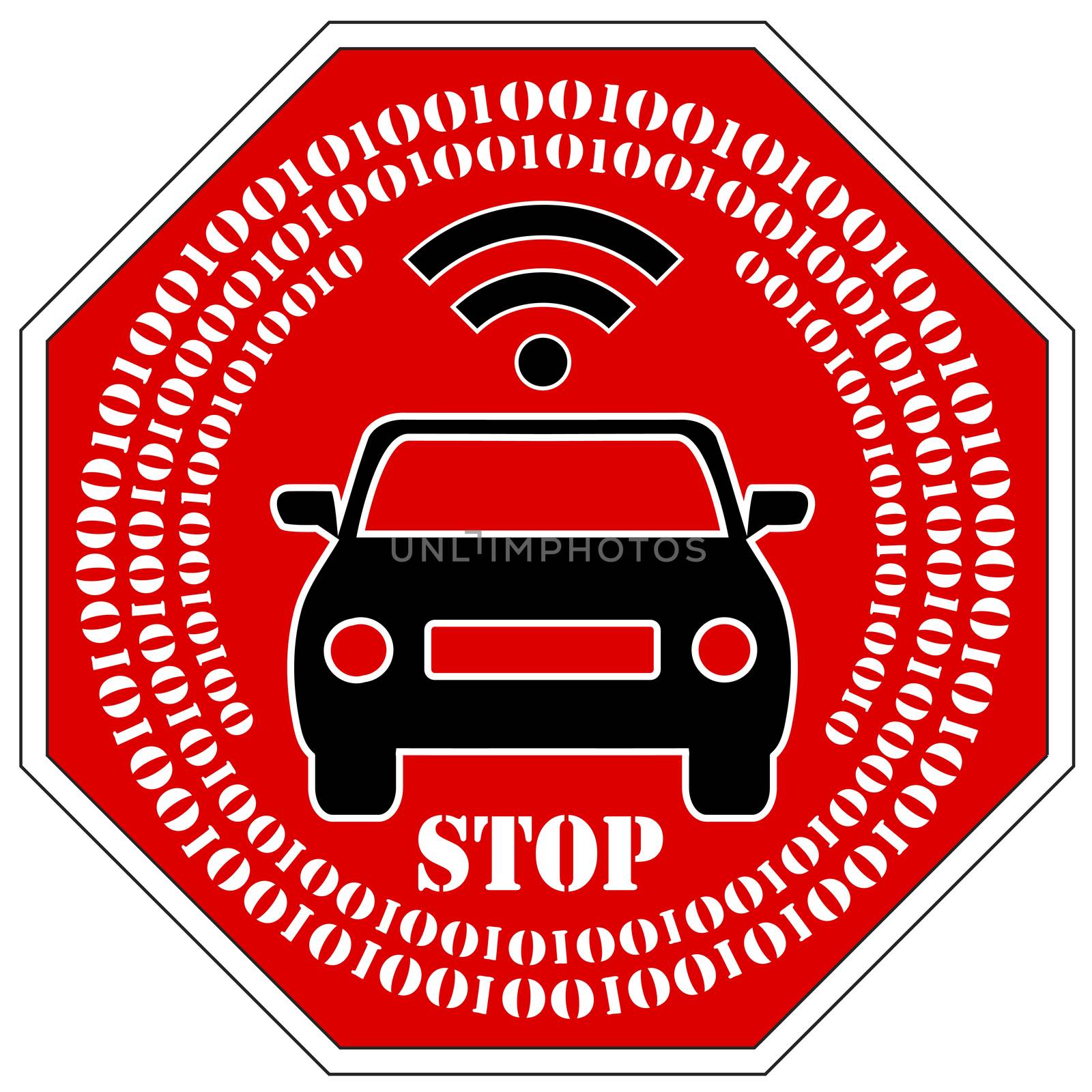 Concept sign to rise the negative consequences of driverless vehicles