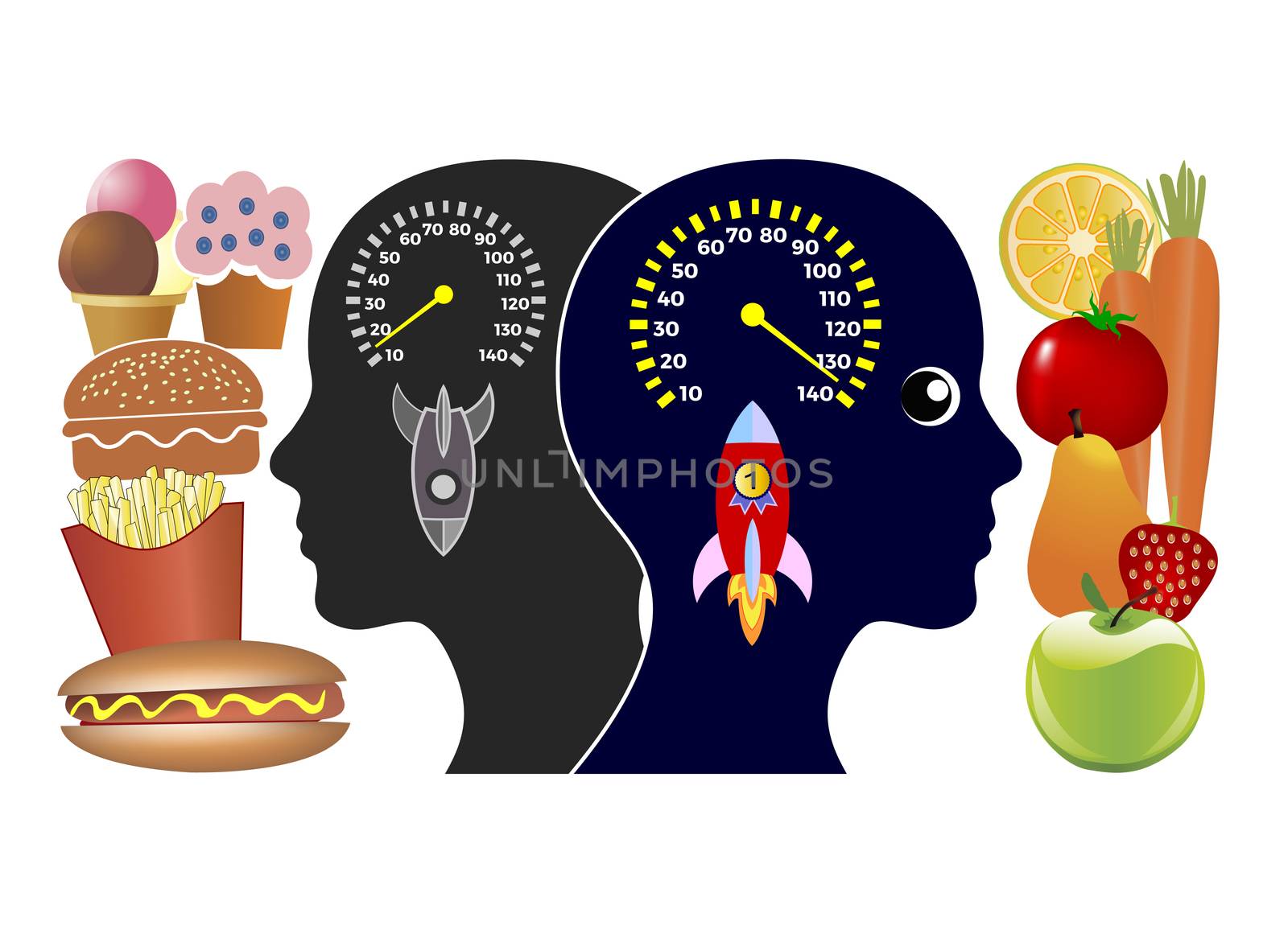 The impact of healthy and unhealthy diet on the activity of the brain