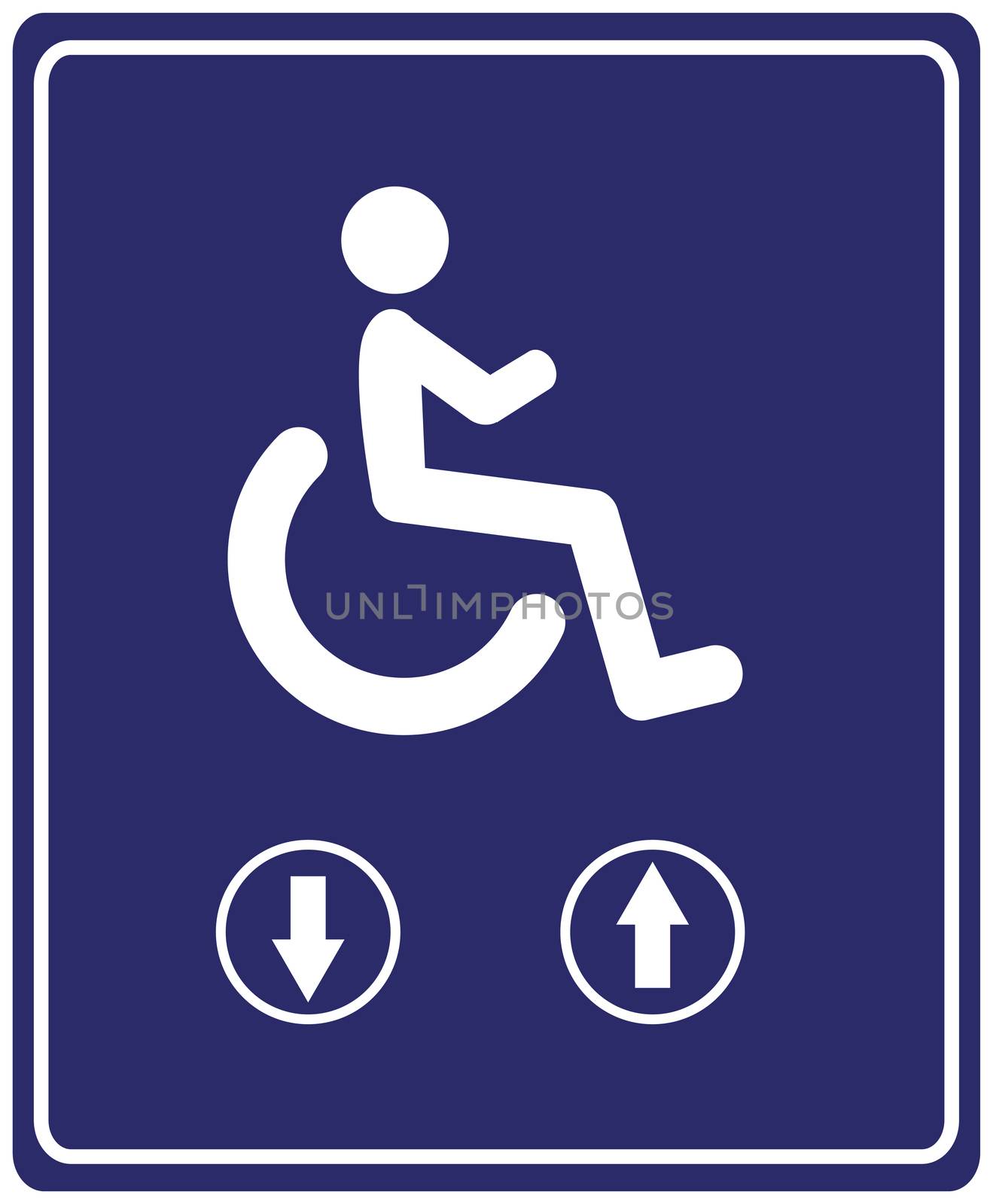 Sign for people with mobility problems to use escalator instead of stairs