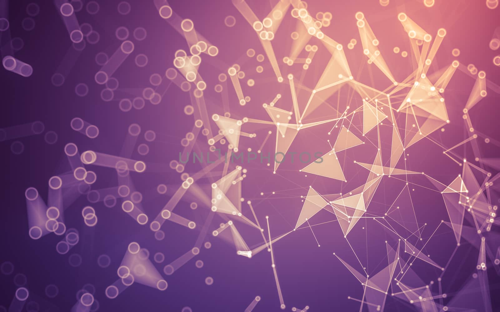 Abstract polygonal space low poly dark background with connecting dots and lines. Connection structure. 3d rendering