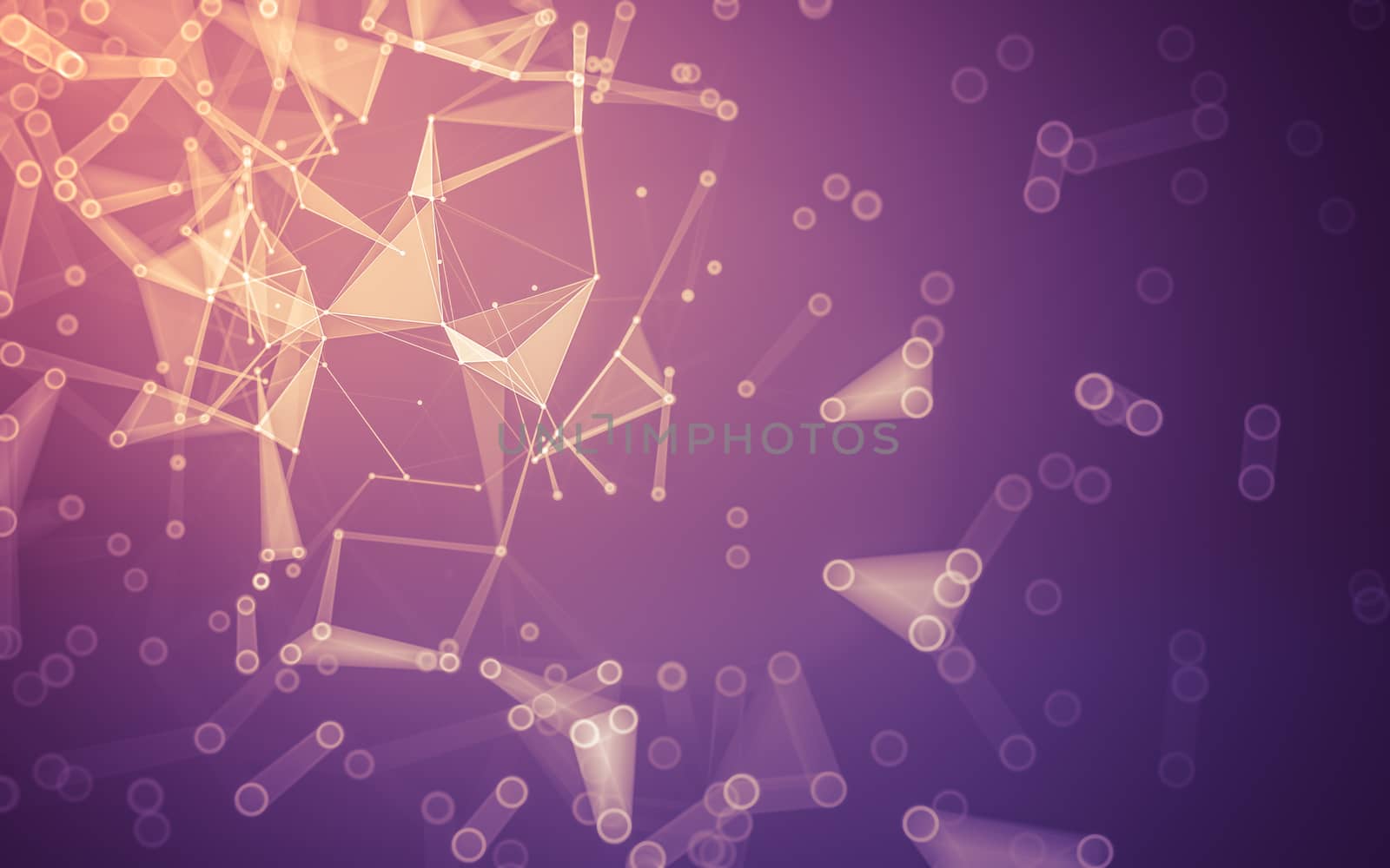 Abstract polygonal space low poly dark background with connecting dots and lines. Connection structure. 3d rendering