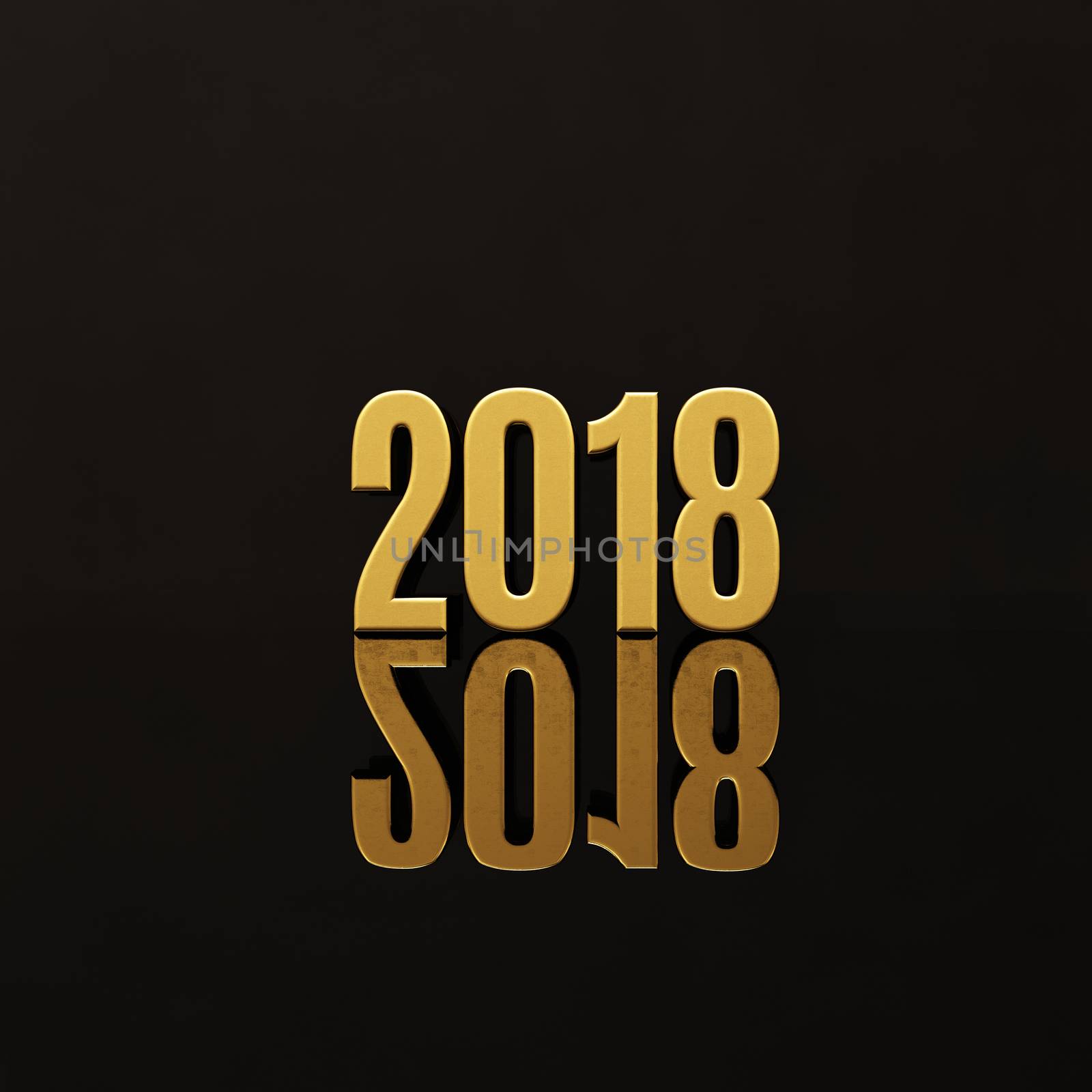 Gold Happy New Year 2018 Text Design 3D Illustration, Golden 2018 Happy New Year Festive Background for Your Seasonal Flyers and Greetings Card or Christmas Themed Invitations, 2018 3D Numbers