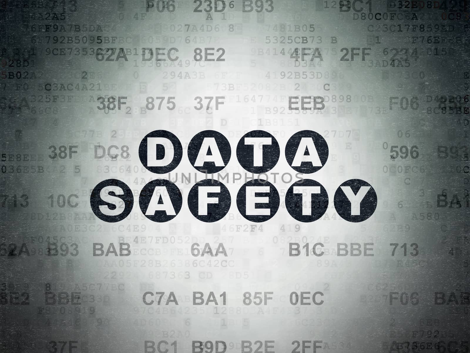 Data concept: Painted black text Data Safety on Digital Data Paper background with Hexadecimal Code